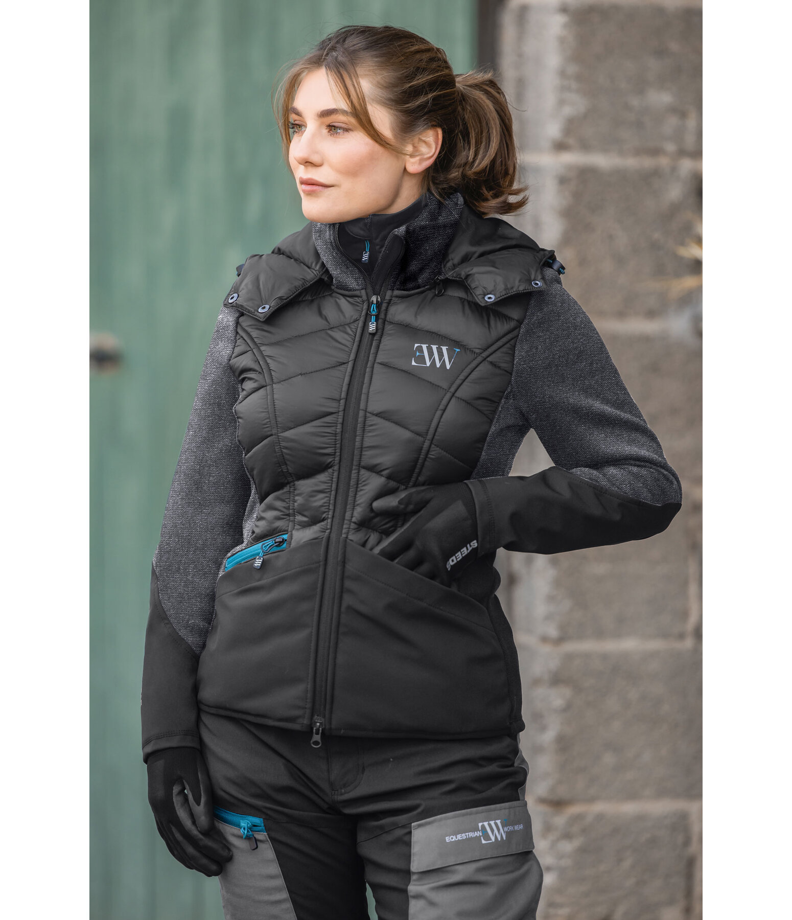 wolmix gebreid fleece hybride jas met capuchon