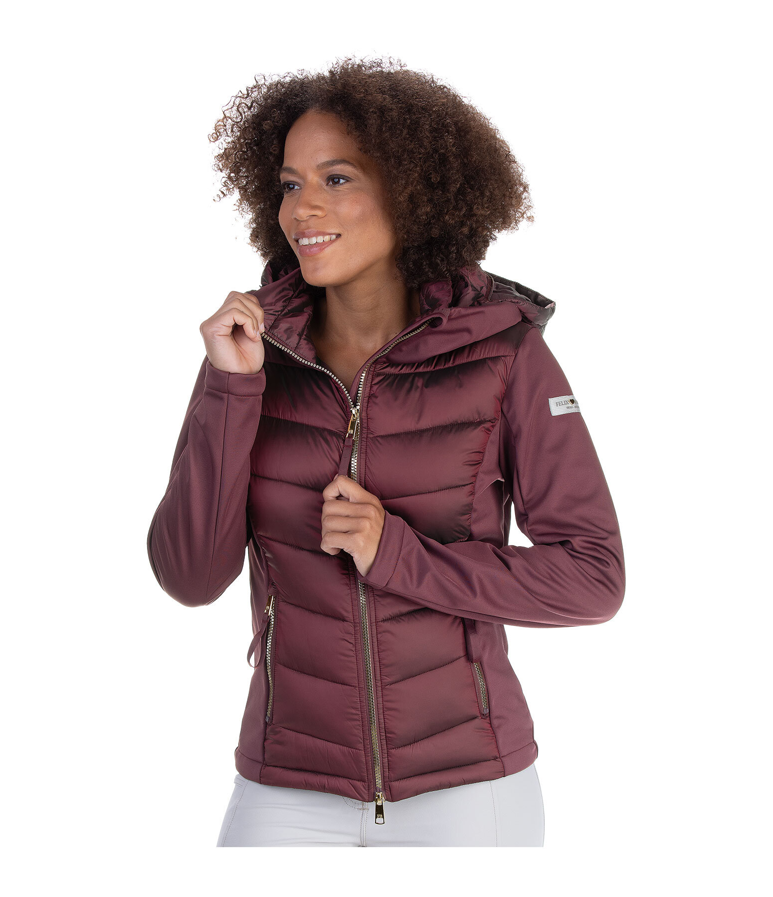 softshell combi rij-jas Claire met capuchon