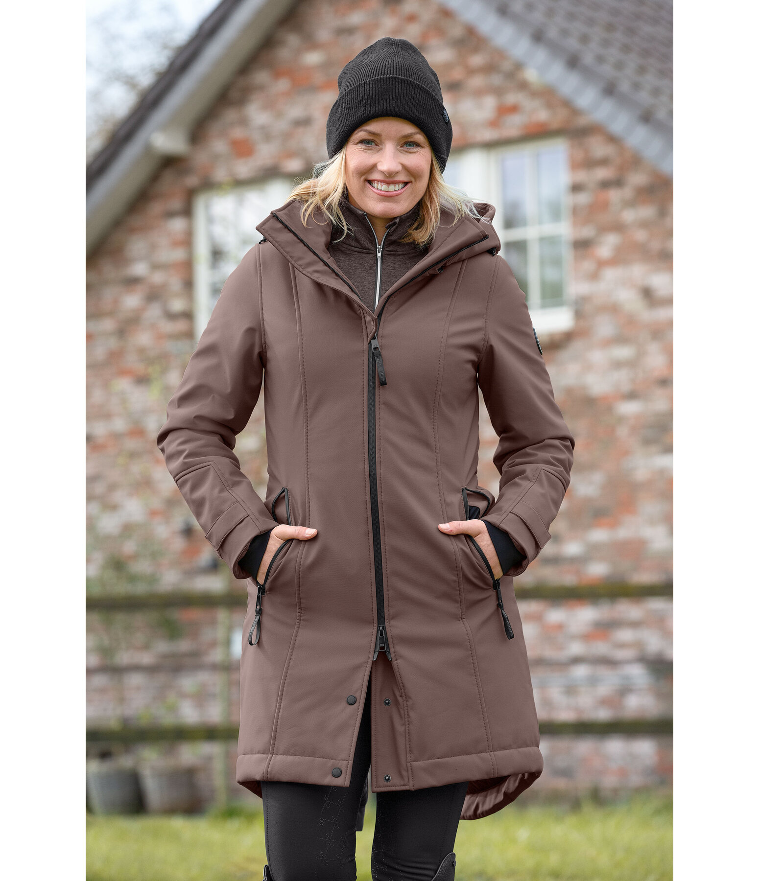 softshell rij-jas Aurelie met capuchon